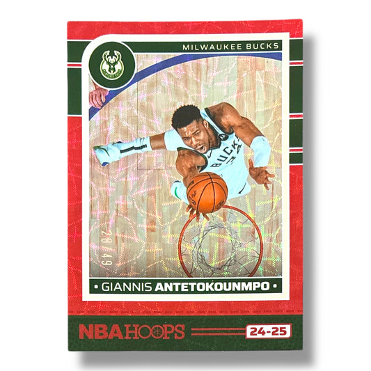 Giannis Antetokounmpo Red Scope 28/49 24/25 Panini Hoops Basketball